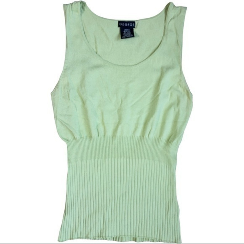 George size Medium (8/10) green sleeveless top ribbed fitted below bust